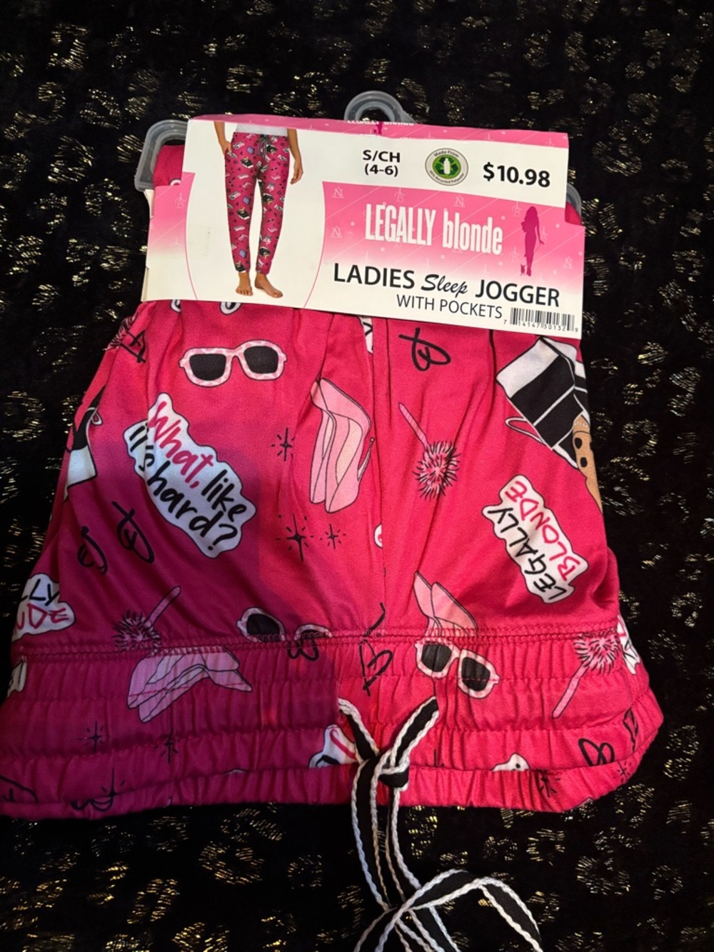 Legally Blonde Ladies Sleep Jogger - Hot Pink Graphic NWT